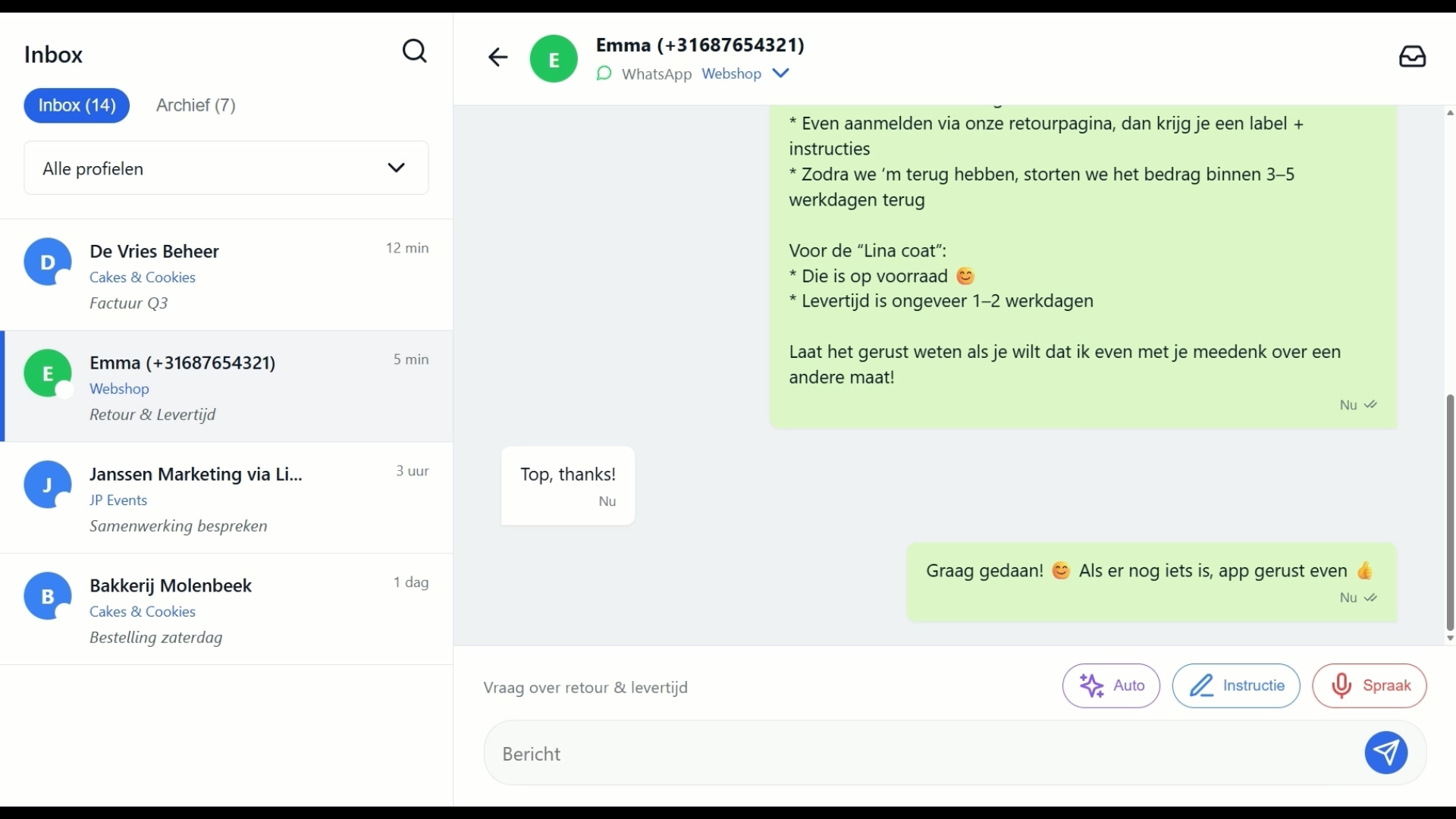 Wapps intake en conversatie